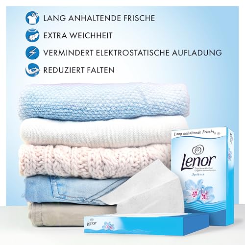 Lenor Trocknertücher, 34 Stück, Aprilfrisch – knitterfreie & frische Wäsche, Lenor Apriflrisch mit Frühlingsblumenduft