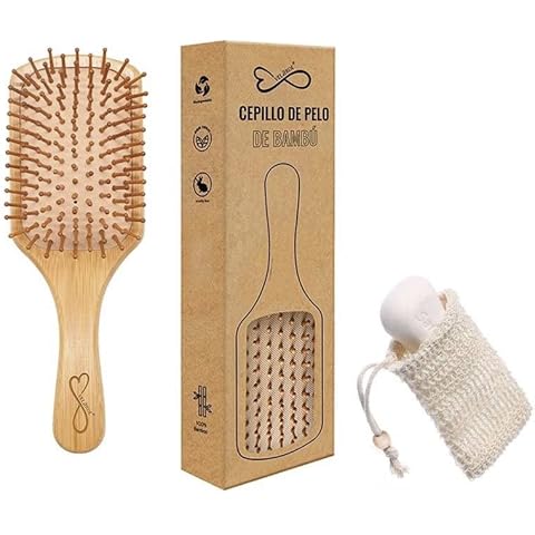 Cepillo Pelo Antitirones de Bambú con Saquito Exfoliante Orgánico Cover