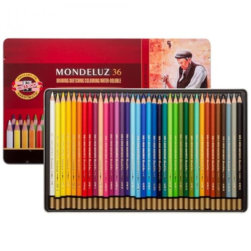 KOH-I-NOOR 3725 Mondeluz Aquarellstifte Geschenk Set, farblich sortiert, Metalletui (36 Stück)