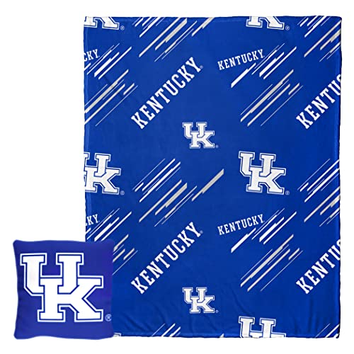 NORTHWEST NCAA Slashed Pillow 14X14 and Throw Blanket 40X50 Set with Back Pocket, Kentucky Wildcats