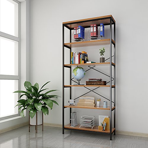 Modrine 5 Shelf Bookcase, Tall Bookshelf Industrial Style Bookshelves Vintage Standing Storage Shelf Units #TOP2