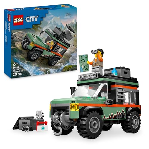 LEGO City Todoterreno 4x4 de Montaña Vehículo de Construcción de Juguete con Accesorios como Cámara y Linterna y Minifigura, Regalo de Cumpleaños para Niños y Niñas de 6 Años o Más 60447