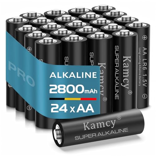 KAMCY Pilas AA - Paquete de 24 Unidades | Pilas AA alcalinas, LR6 | Baterías Alcalinas, 1,5V - Duración Larga, Tecnología Anti-Fugas, Rendimiento Elevado