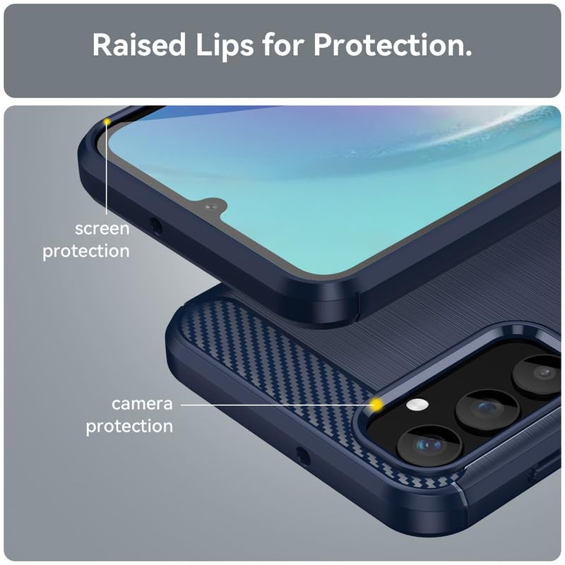 Image of Hybrid Carbon Fiber Back Case for Samsung Galaxy A25 5G (Blue)