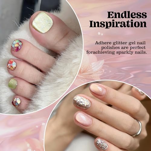 Set de esmaltes en gel con brillo holográfico 7 colores miniatura 5