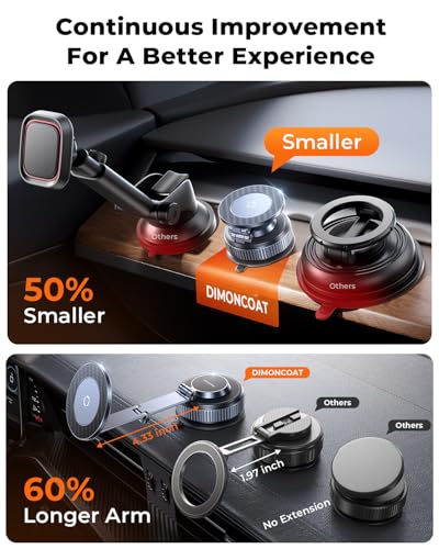 Image of 2026 Upgraded 360Rotation Nano Gel Suction Phone Holder, Foldable Metal Vacuum Magnetic Phone Holder [119+LBS Max Suction] Tesla model Y /3 MagSafe car Phone Mount for iPhone 17 16 Pro Max S26 Ultra