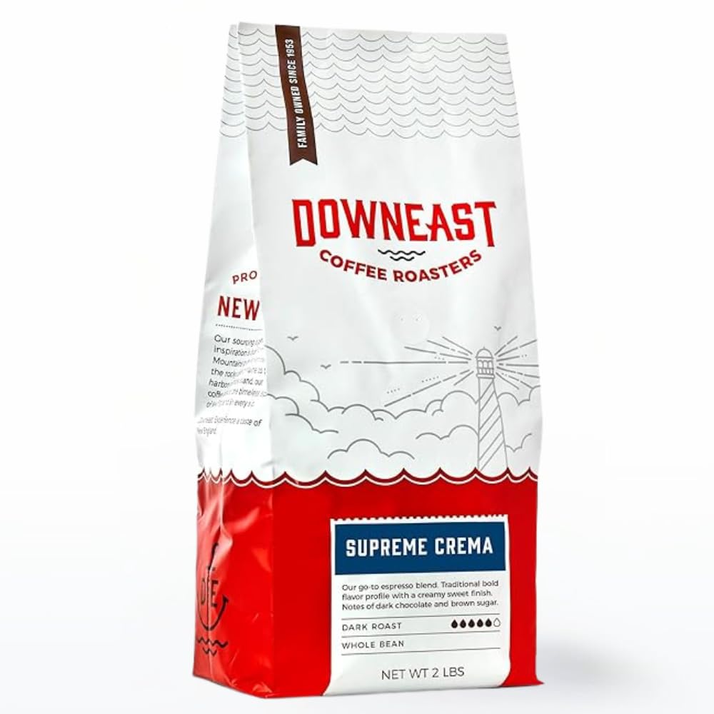 Downeast Coffee Roasters Whole Bean Coffee - Supreme Crema Espresso - Select Central and South American Highlands (2 lb Bag) Suprema Crema 32 Ounce (Pack of 1)