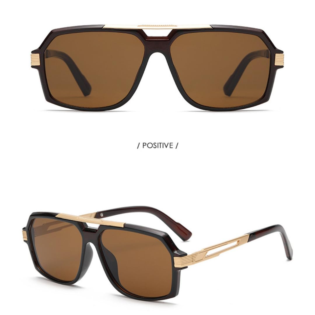 Occhiali da sole quadrati a doppia lente stile retrò con montatura grande per uomo e donna con protezione UV400.