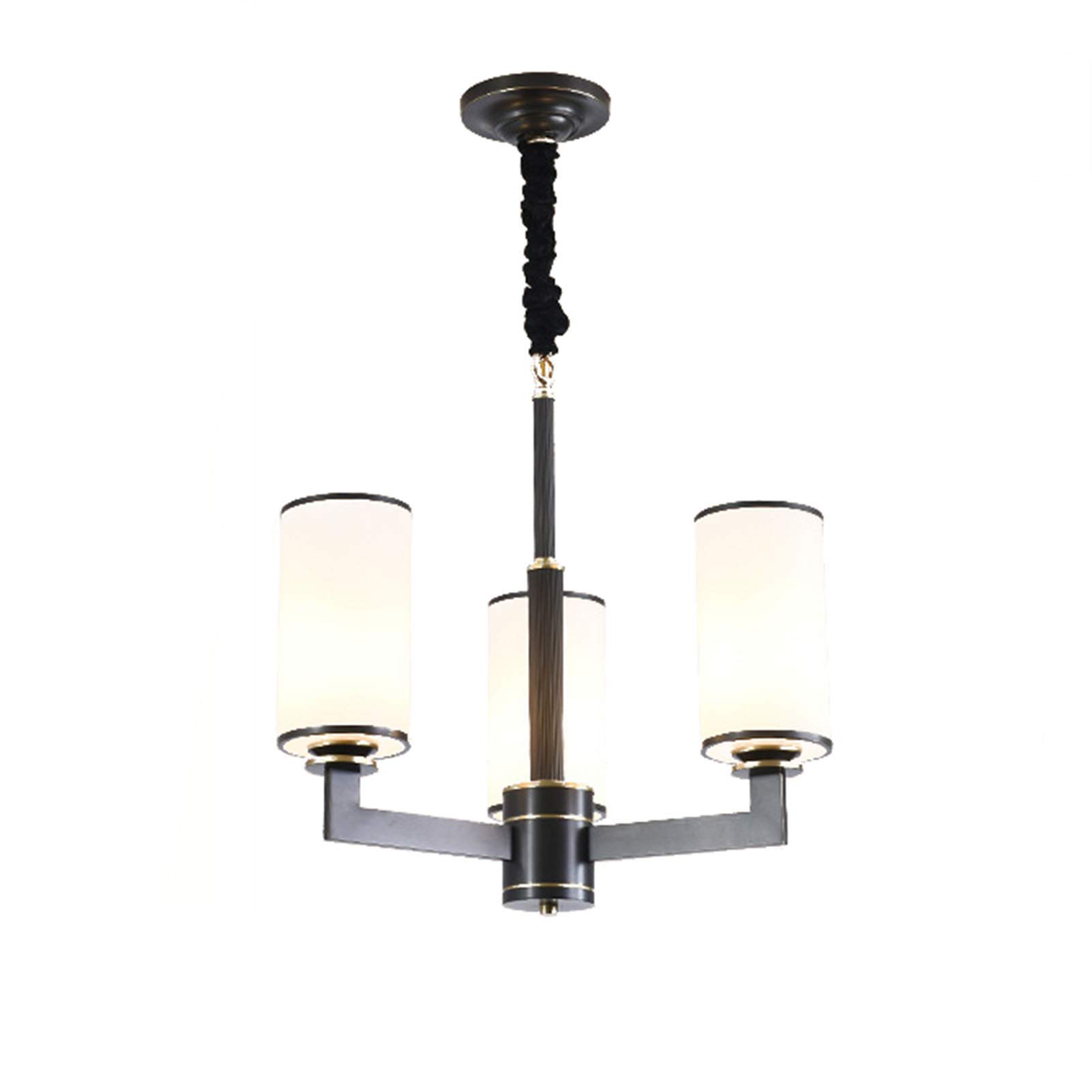 KXEcoLife E27 American Style Pure Copper Chandelier,Simple Atmosphere Creative Pastoral Classic Chandelier,Living Room Master Bedroom Dining All European Lamps-Black rub 3t