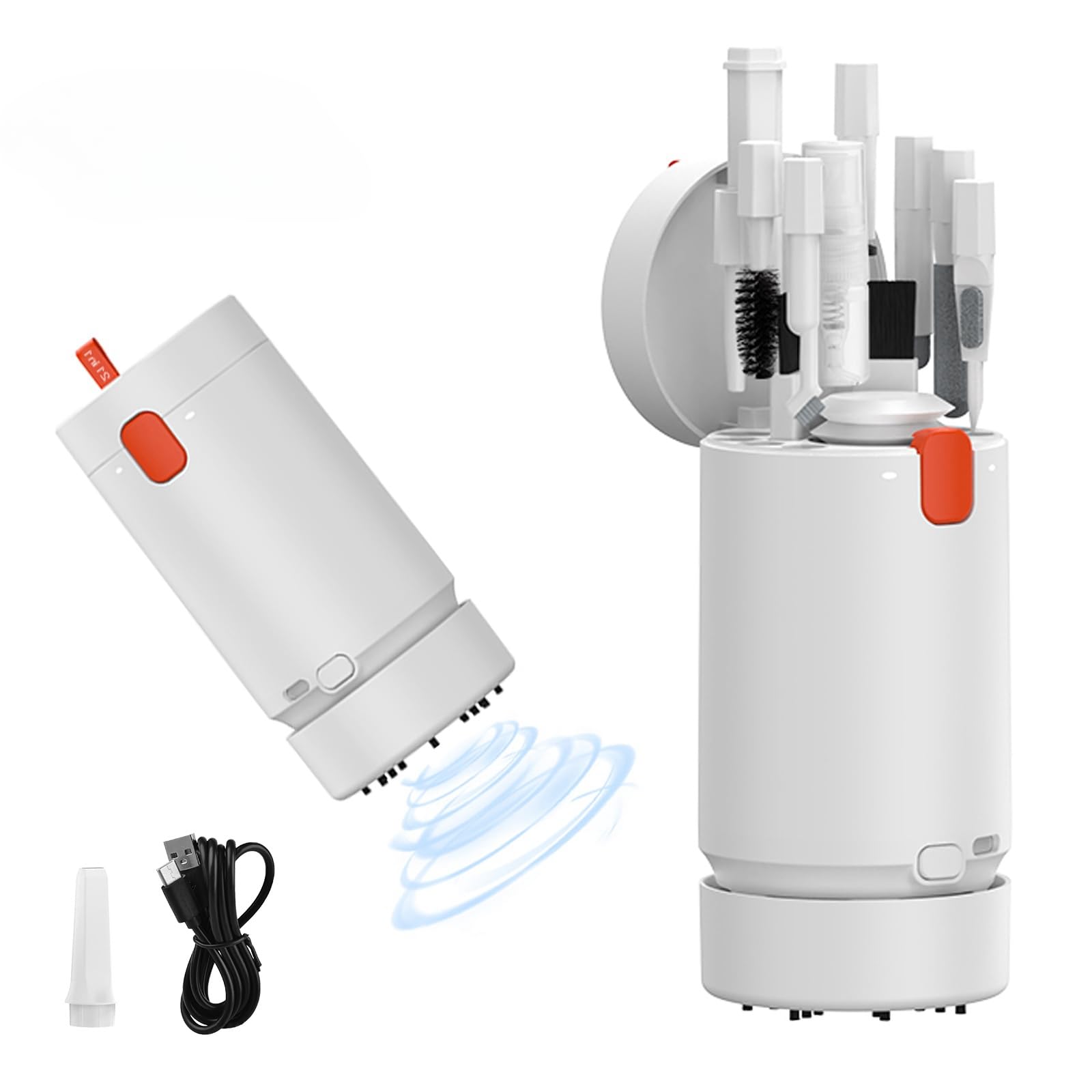 21 in 1 multi-tool kit, keyboard cleaning kit, electronics cleaning kit, laptop screen keyboard cleaning kit with electric brush, with typc charging cable, suitable for mobile phones, tablets, compute white-21in1