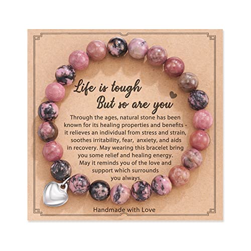 HGDEER Get Well Soon Gifts, Natural Stone Amethyst Bracelet for Women Men