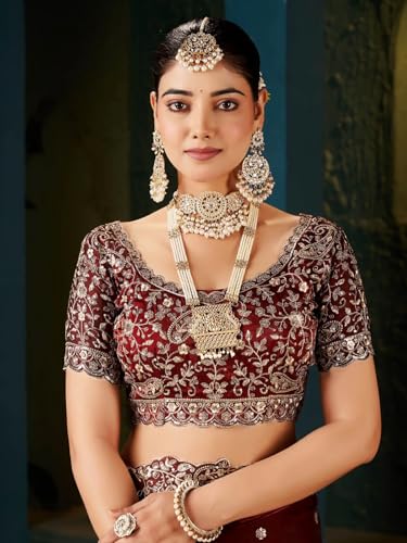 Image of SIRIL Women's Tissue Silk Sequence Embroidery Saree with Unstitched Blouse Piece