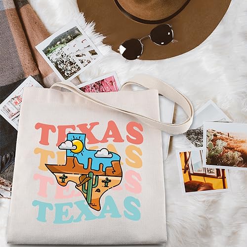 Image of ENSIANTH Texas State Tote Bag - Cowboy Lone Star State Vacation Shoulder Bag - Housewarming Gift