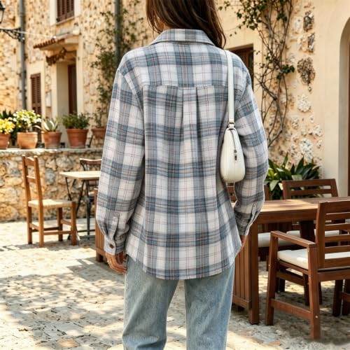 Plaid Shirts for Women Gingham Button Down Boho Long Sleeve Shirt - image 6