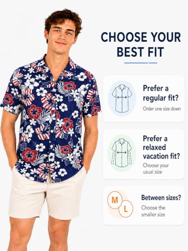 Image of Yoimira Hawaiian Shirts for Men, Print Mens Casual Short Sleeve Button Down Shirts Floral Aloha Beach Shirt