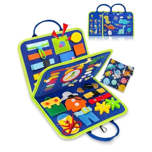 Exorany Busy Board Montessori Toys for 1 2 3 4 Year Old Boys & Girls Gifts, Sensory Toys for Toddlers 1-3, Autism Educational Travel Toys, Preschool Activities for Learning Fine Motor Skills (Blue)