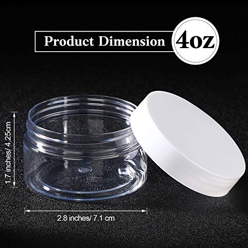Image of Patelai 4 Pieces Round Wide-mouth Leak Proof Plastic Container Jars with Lids for Travel Storage Makeup Beauty Products Face Creams Oils Salves Ointments DIY Making(4 Ounce,White)
