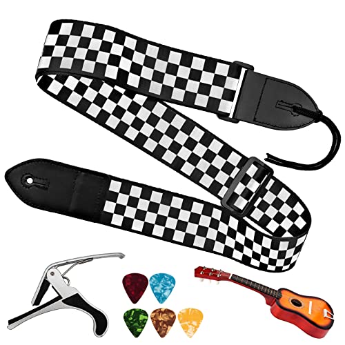 Sangle de guitare, sangle de guitare acoustique réglable en grille souple pour guitares basses, électriques et… - Les Beatles, Paul McCartney, John Lennon, RIngo Starr, George Harrison Sangle de guitare, sangle de guitare acoustique réglable en grille souple pour guitares basses, électriques et…