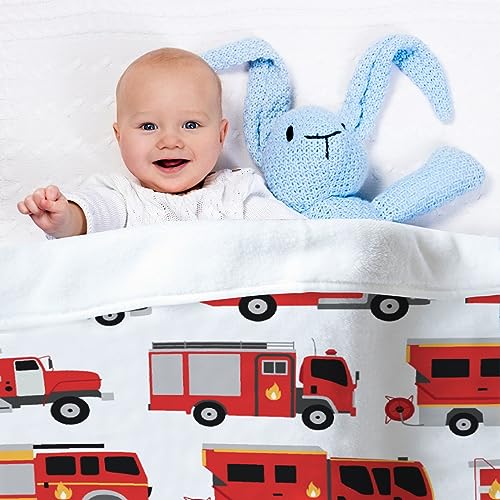 Image of Fire Truck Fireman Baby Blanket Gifts Super Soft Swaddle Newborn Cozy Baby Receiving Blanket Stroller Throw Blanket for Crib 40x30 in forBaby /Puppy