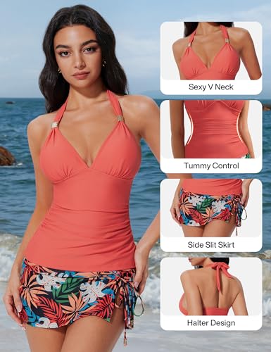 SUUKSESS Women Tummy Control Tankini Swimsuit Sexy Halter Bathing Suit 2 Piece2