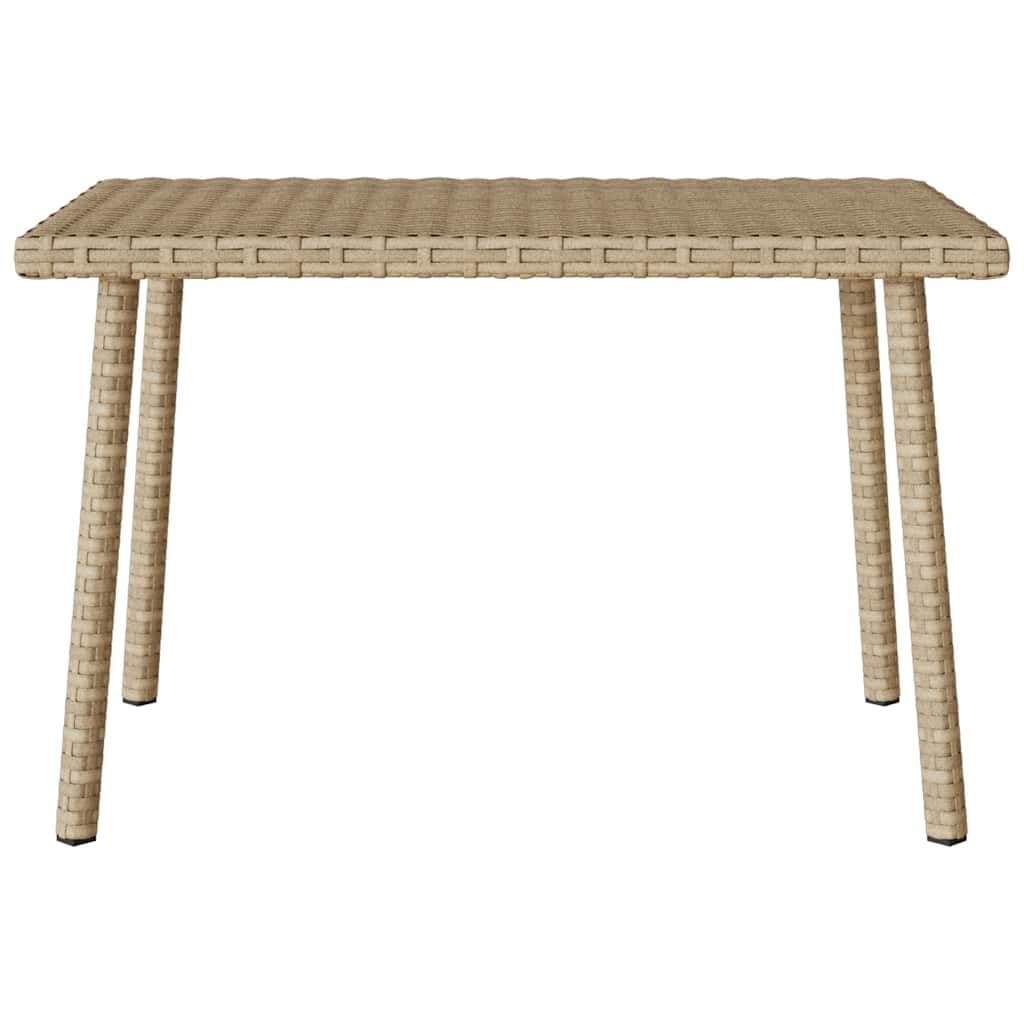 Stoły ogrodowe na zewnątrz - stolik kawowy ogrodowy prostokątny beżowy 60x40x37 cm Poly rattan