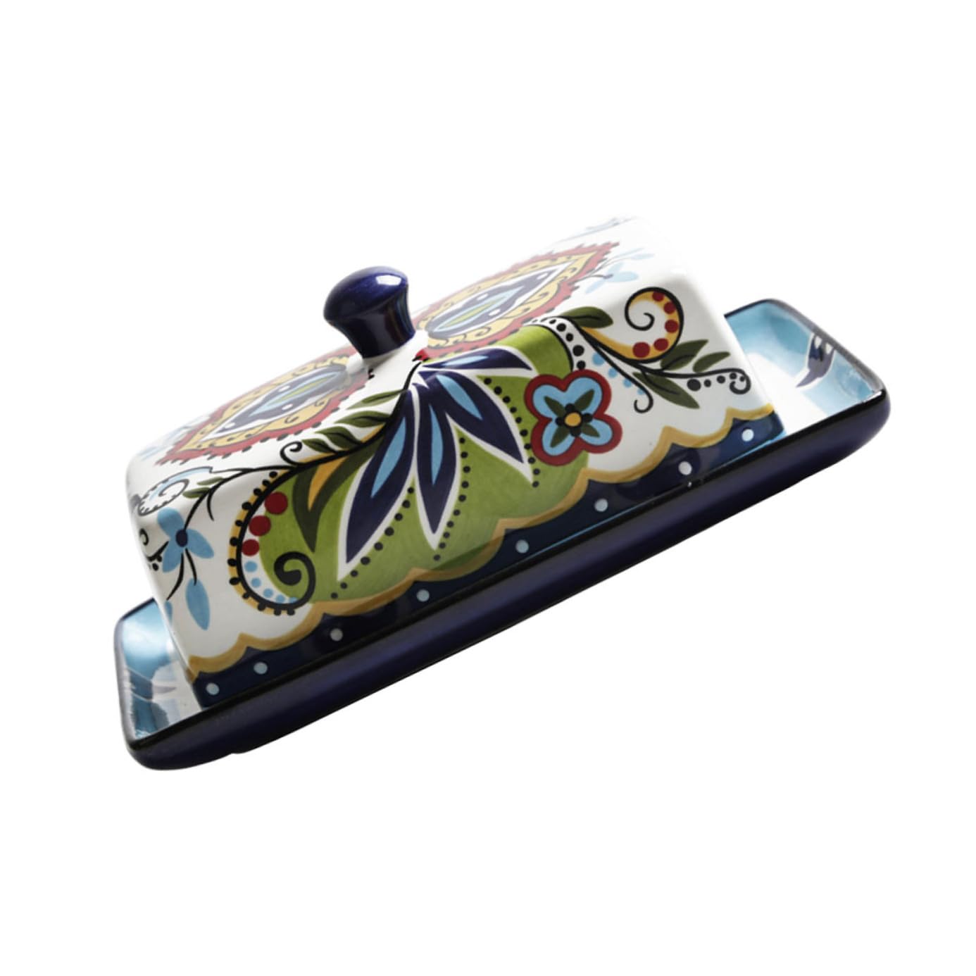 Beurrier en Céramique Vintage Rectangulaire Étroit 250g Couvercle