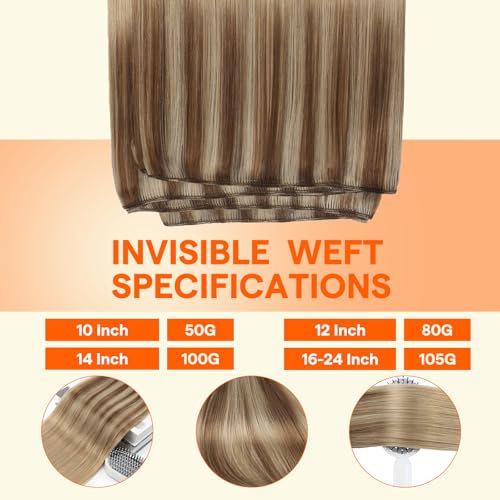 Image of Full Shine 18 Inch Weft Hair Extensions 105G Remy Sew In Human Hair