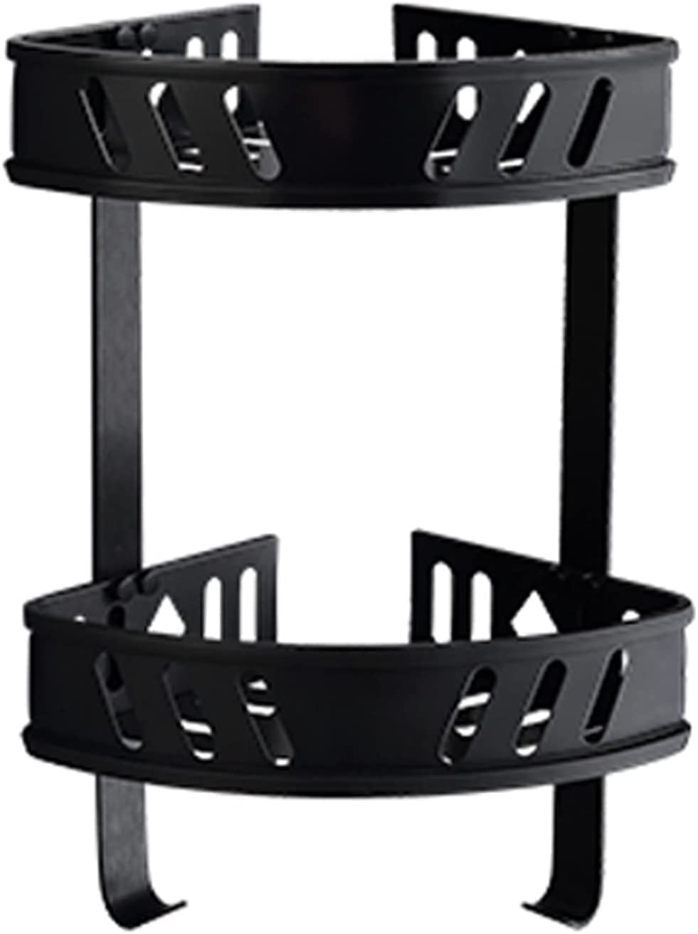 ELUKHT Shower Shelf Bathroom Metal Corner Shelf 2 Tier Shower Shelve with Towel Hook Wall Mounted Brushed Black