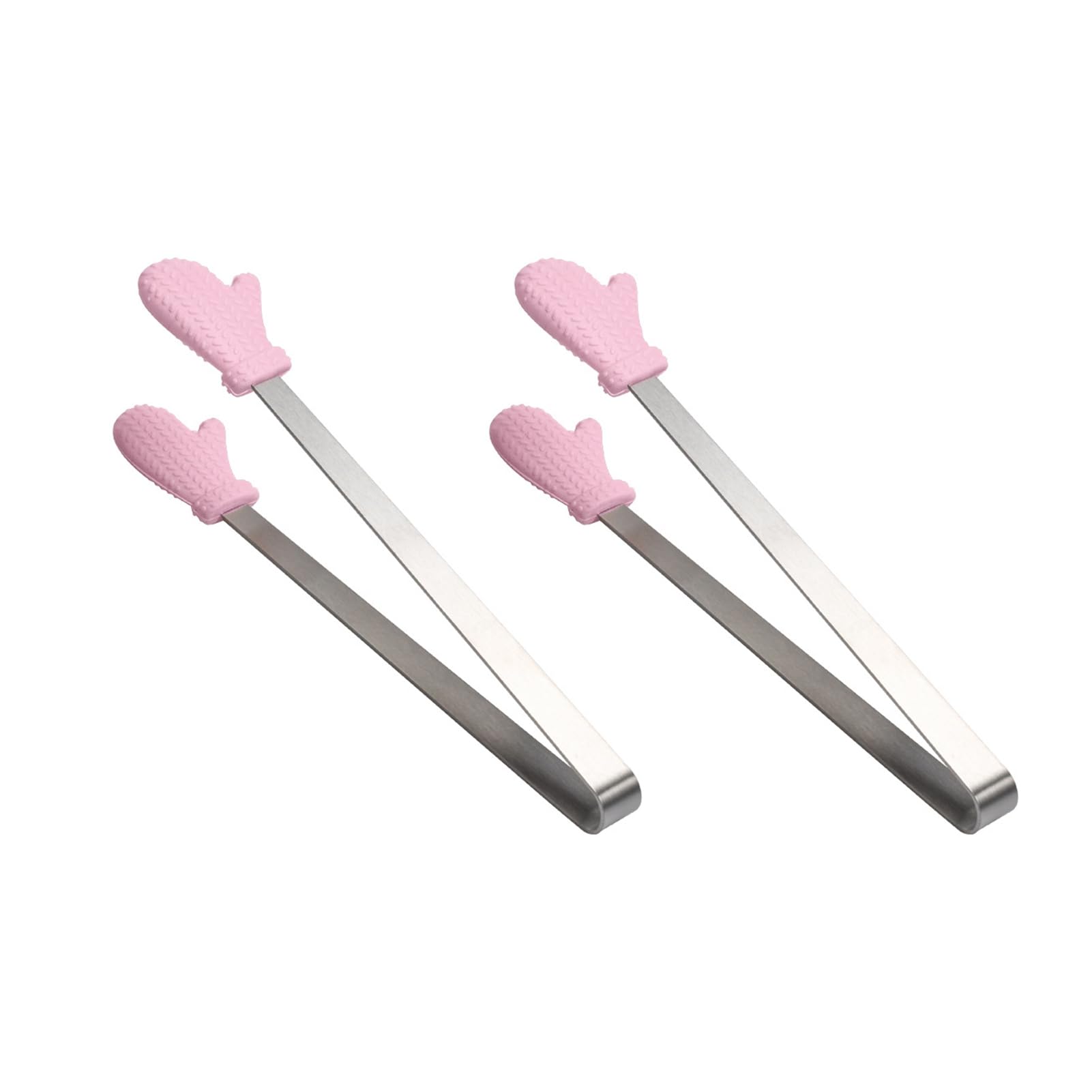 2Pcs Mini Silicone Ice Cube Clip, Heart Glove Hand Shape Food Serving Tongs, Food Grade Stainless Steel Kitchen Tongs