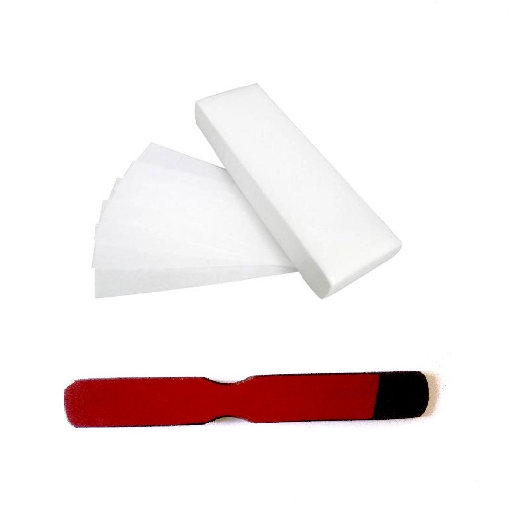 Professional Hair Removal Wax Strip 100 Pieces (White) With Wooden Waxing Knife Heavy Duty