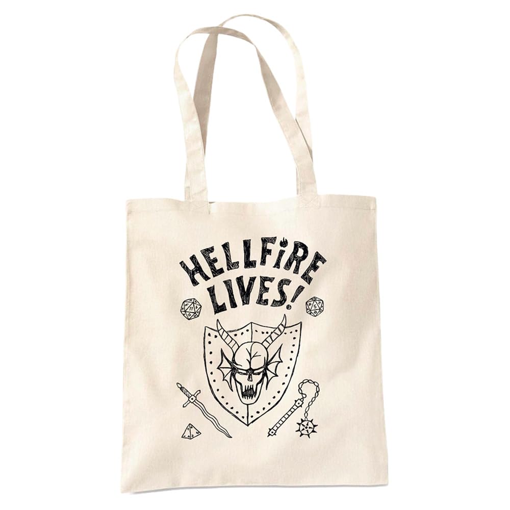 Stranger Things Hellfire Graduation Grocery Travel Reusable Tote Bag, Natural