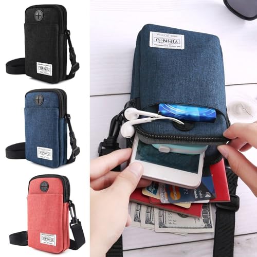 Generic Waterproof Oxford Cloth Waist Bag Purse Anti-theft Money Document Card Storage Bag Portable Neck Wallet Mobile Phone Bag Passport Pouch Blue 10x17 cm3