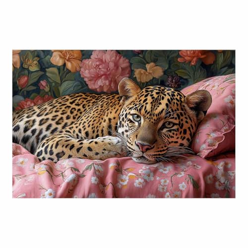 Poster léopard rose pour salon et chambre à coucher décoration moderne 70x100cm