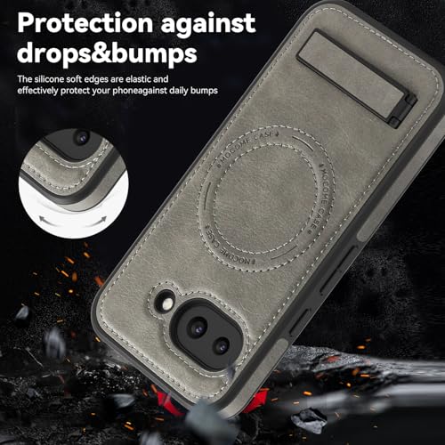 Image of Lunivop for Google Pixel 9a Case Leather [Compatible with Magsafe Wireless Charging] Magnetic Cover Stand Funda para Google Pixel 9a 6.3 '' 5G 2025 Rugged Best Phone Cases Gray