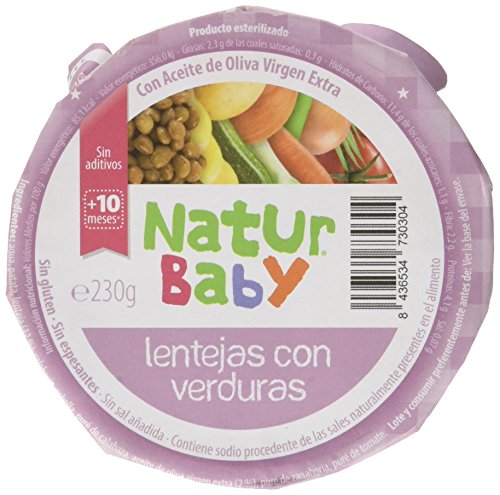 Natur Baby Puré Natural de Lentejas con Verdura para Bebé - Paquete de 12 x 230 gr - Total: 2760 gr