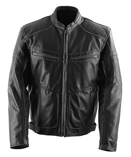 Black Brand Men's Leather Cutthroat Motorcycle Jacket (Stealth, Medium)