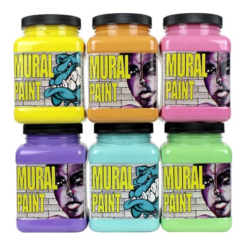 Chroma Acrylic Mural Paint for Interior and Exterior Murals - Lightfast Mixable Hard-Wearing Vibrant Pigment 6 Tint Set (2893)