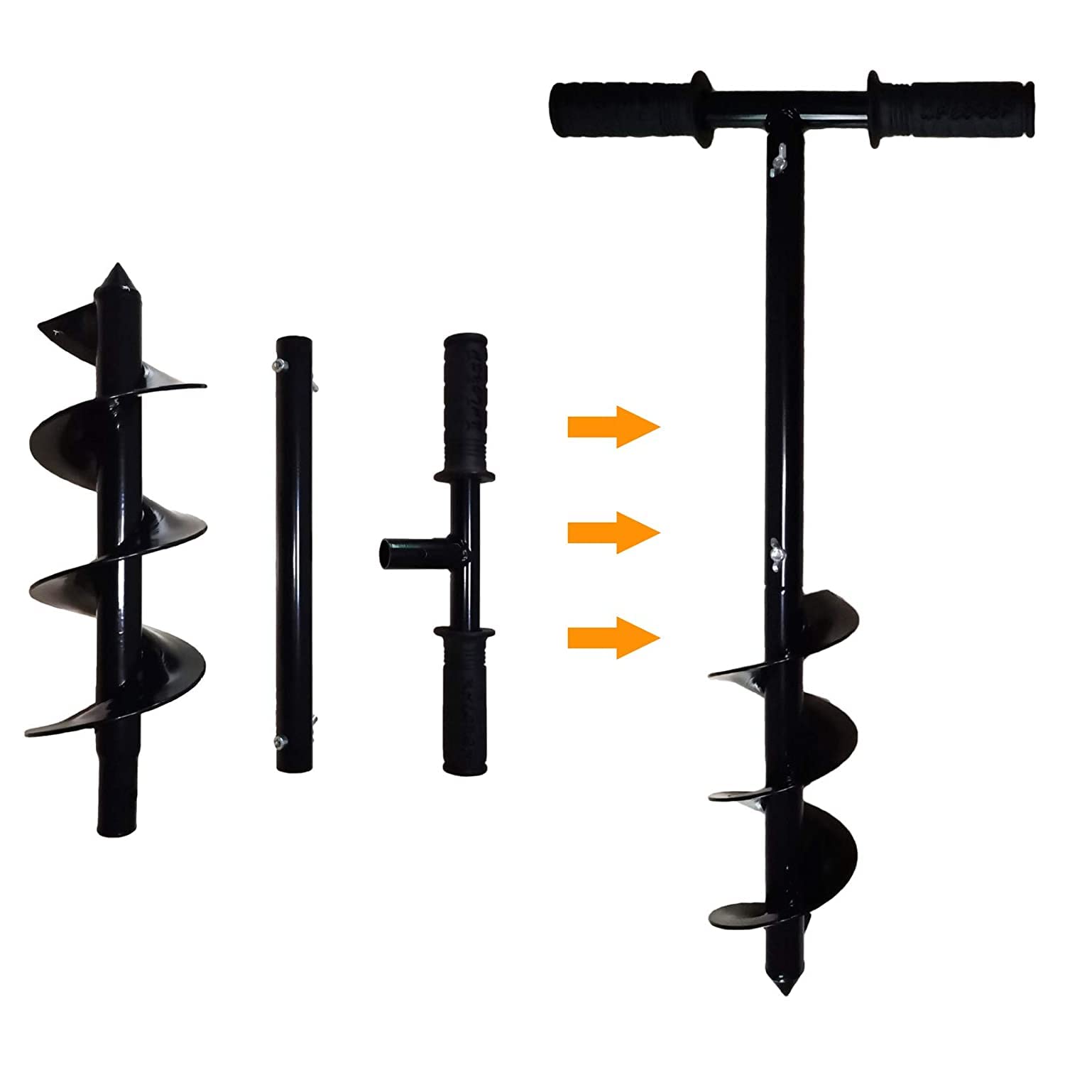 Garten Handerdbohrer Set, Ø 100 mm Erdlochbohrer mit rutschfestem Griff Pfahllochbohrer Spiralbohrer Rapid Planter Erdbohrer Zaunpfahlbohrer mit Werkzeug zum Pflanzen von Bäumen