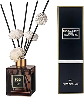 Reed Diffuser Set, 6.7oz(200ml) Lavender Jasmine Freesia Aromatherapy Diffuser Set with Sticks, Home Air Freshener Essential Oil Reed Diffuser for Bedroom Bathroom Office(French Sandalwood)