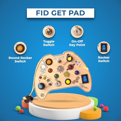 Image of Fidget Pad Montessori Busy Board for Toddlers 1-3 Years, LED Lights and Functional Switches, Sensory Educational Toy, Fine Motor Skills, Travel Toy for Boys and Girls, Birthday Gift
