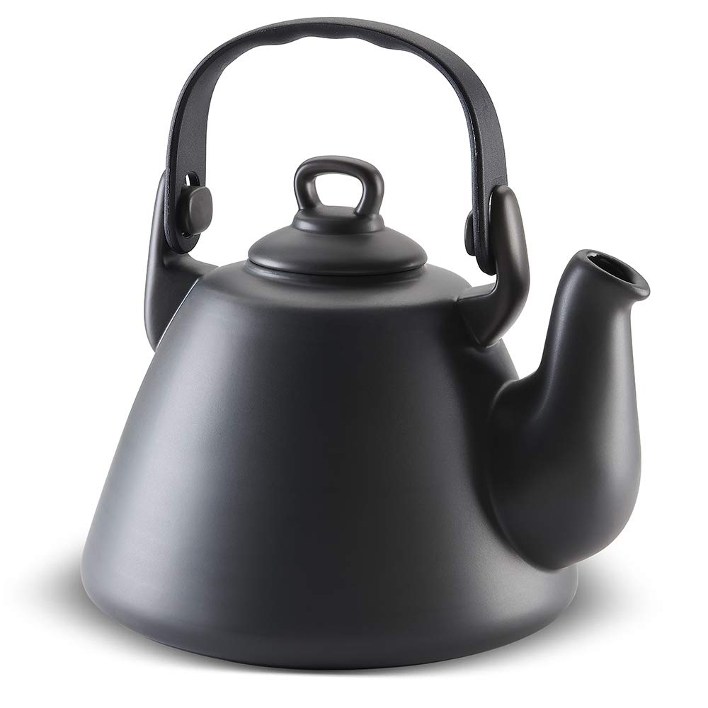 Czajnik ceramiczny "Tropeiro" w stylu retro, pojemność 2300 ml, grafitowy kolor do gazowej kuchenki elektrycznej