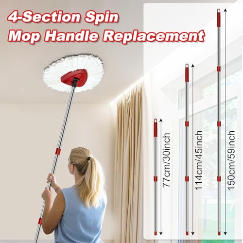 image for GFRED 4 Section Spin Mop Replacement Handle for O Cedar Mop Handle for