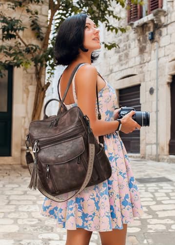 Backpack Purse for Women Fashion Leather Backpack Purse Designer Travel Backpack Convertible Shoulder Bag with Wristlet for Work College - Image 3