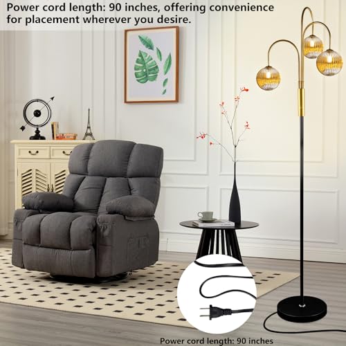 Image of Lightdot 70IN Dimmable Floor Lamp for Living Room, 3 Light LED Tree Floor Lamps with Glass Globe Shade& Bulb Included, Mid Century Standing Tall Lamp with 5Lbs Heavy Base for Bedroom-Black&Gold