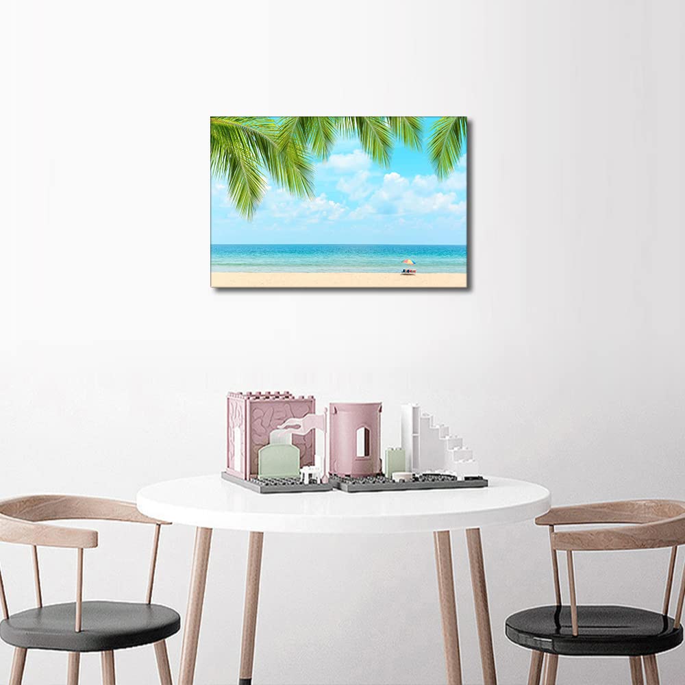 TISHIRON 1 Panel Seascape Beach Wall Art Decor Canvas Print Picture Seaside Scenery Modern Painting Artwork for Office Wall Decor Home Decoration Stretched and Framed Ready to Hang 16X24in (40x60cm) - Image 4
