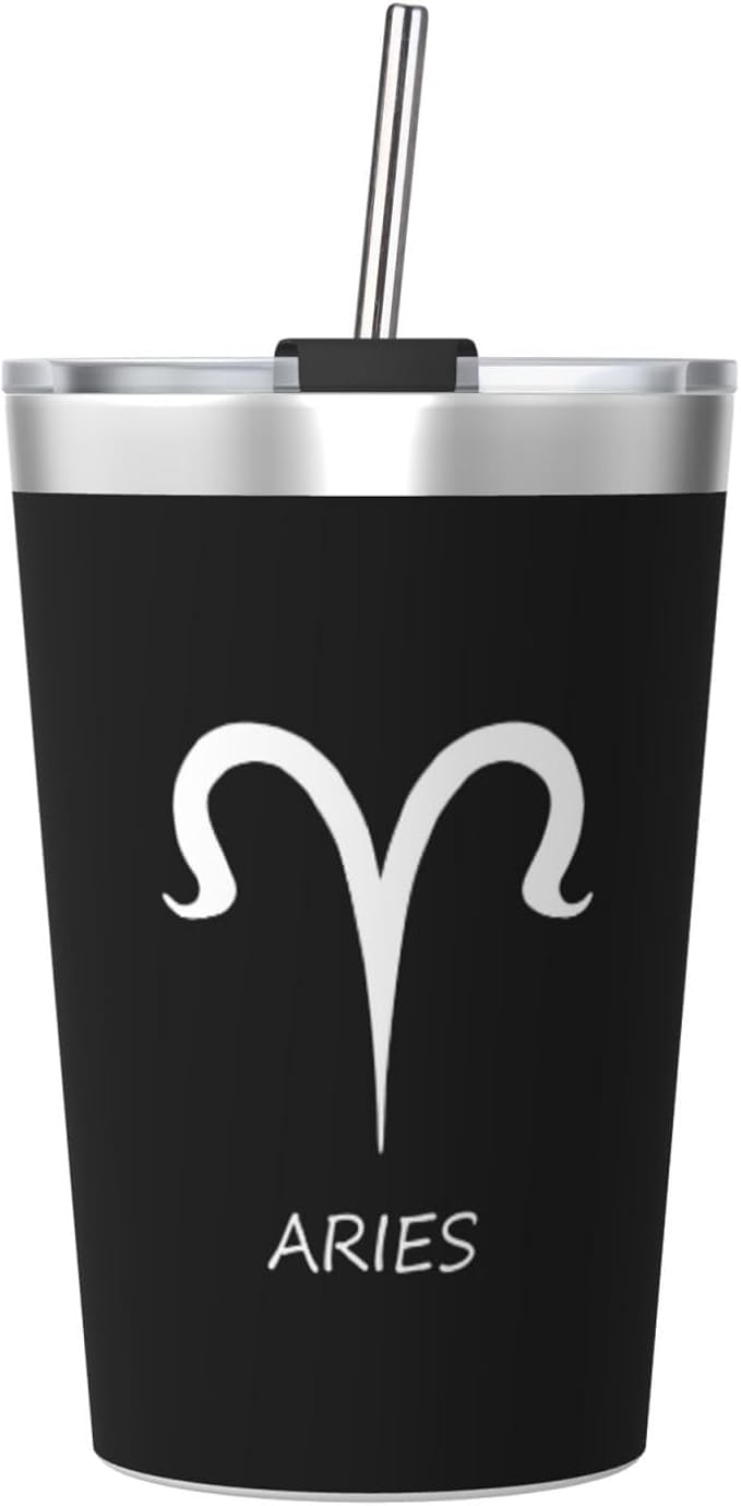 Aries Sign Coffee Mug, 12oz Car Cup Stainless Steel Vacuum Insulated Double Wall Travel Tumbler