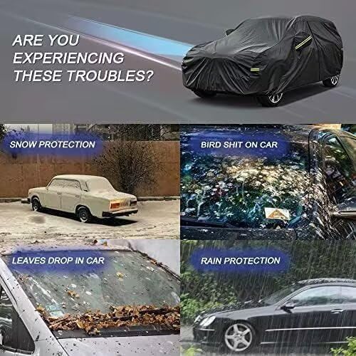 Image of KouKou Waterproof SUV Car Cover Suitable for Kia Soul from 2009 to 2025, 7 Layers Heavy Duty Car Cover Waterproof All Weather with Zipper Door for Sun Rain Snow Dust Uv Protection.Black
