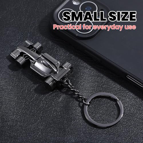 Image of 2Pcs F1 Keychain, Key chain for car, Durable F1 Keychain for Men, Unique F1 Car Key Chain Gifts for Racing Enthusiasts, Car Accessories for Daily Use (Black and White)