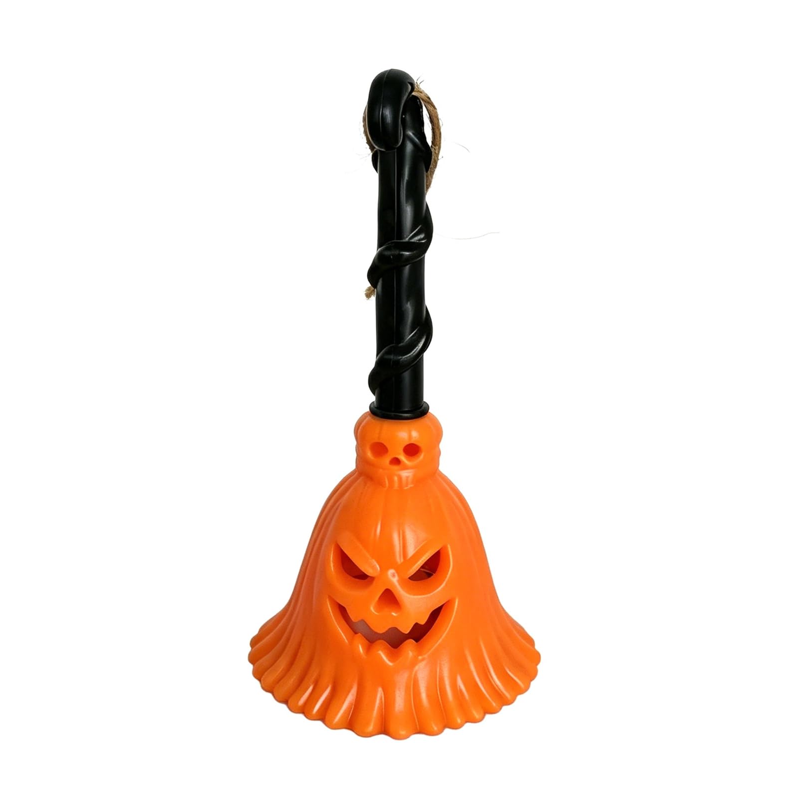 Tuxoiou Halloween Pumpkin Broom Light, Hanging LED Witch Broom Lamp for Spooky Home Party Decor, Realistic 3D Ornament with Flame-Free Glow, 12cm, Safe Plastic Prop A
