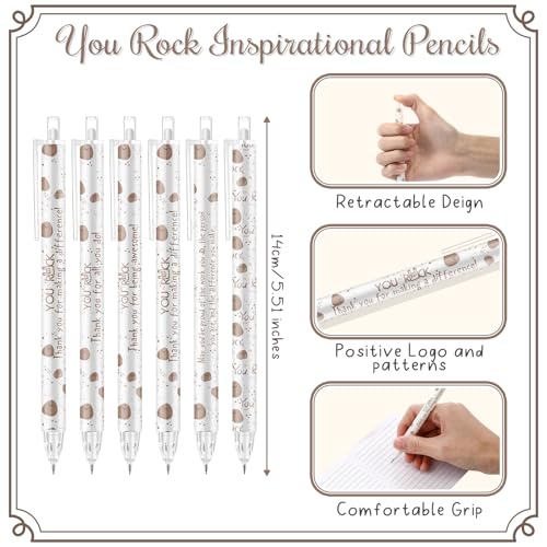 Sinload 36 Sets Inspirational You Rock Gifts Bulk Resin Smile Stone with Rock 0.7mm Mechanical Pencils and Thank You for Being Awesome Cards Appreciation Gifts for Student Teacher Employee Coworkers - Thumbnail 3
